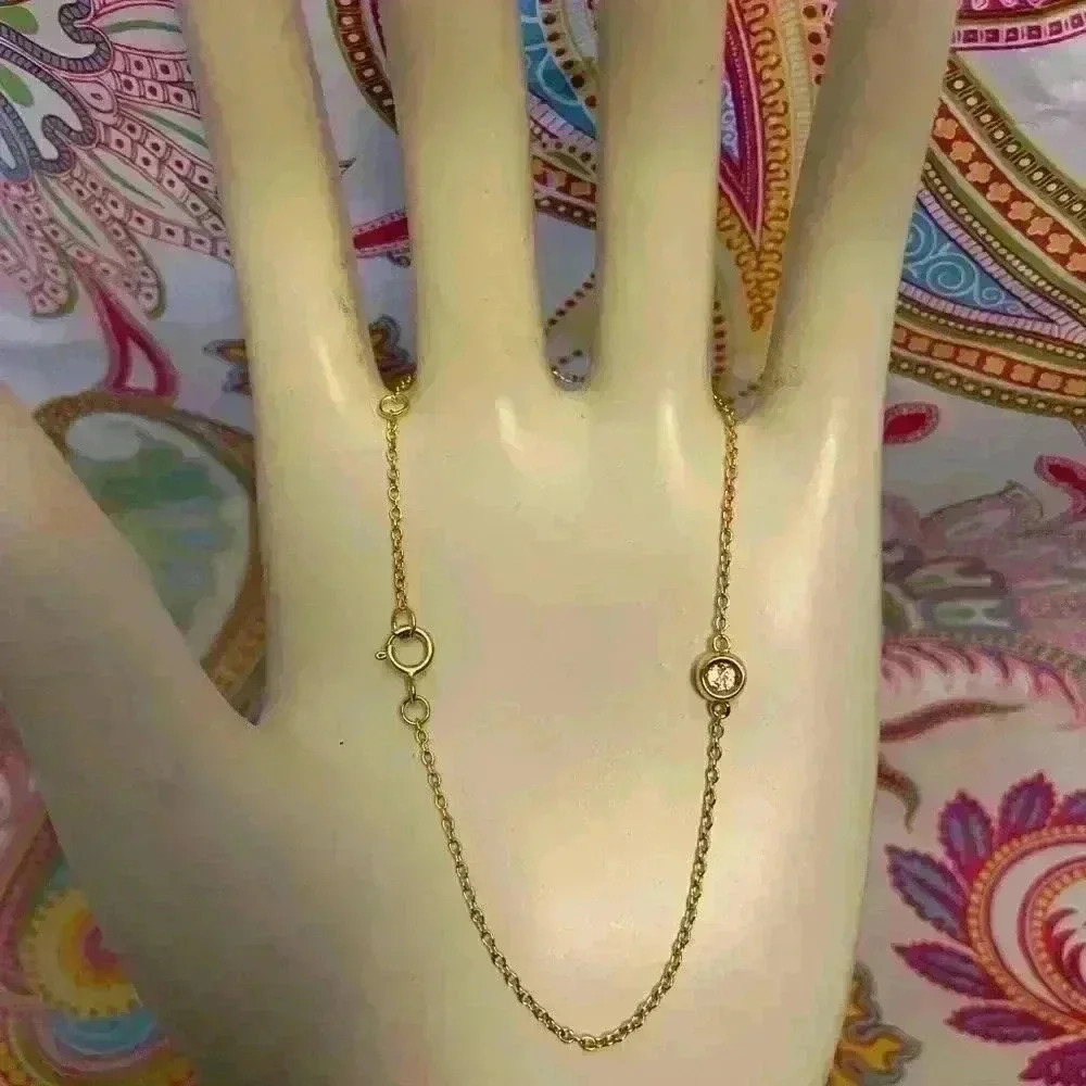 Marrin Costello 14K Plated Gold & White Topaz Stone Bracelet New - Picture 5 of 5